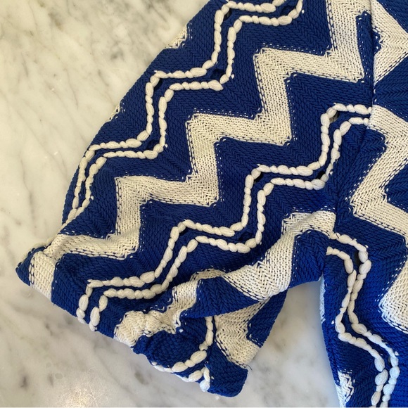 Women's & Other Stories Cropped Woven Top, Wavy Blue/White Size XS - Picture 6 of 7